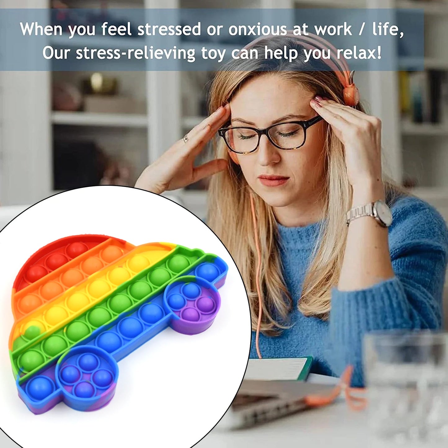 Fidget Toy Push Bubble Fidget Sensory Toy for Kids and Adults Fidget per Stress Reliever Sensory Fidget pers (Butterfly & Car Shape / 1 Pc)