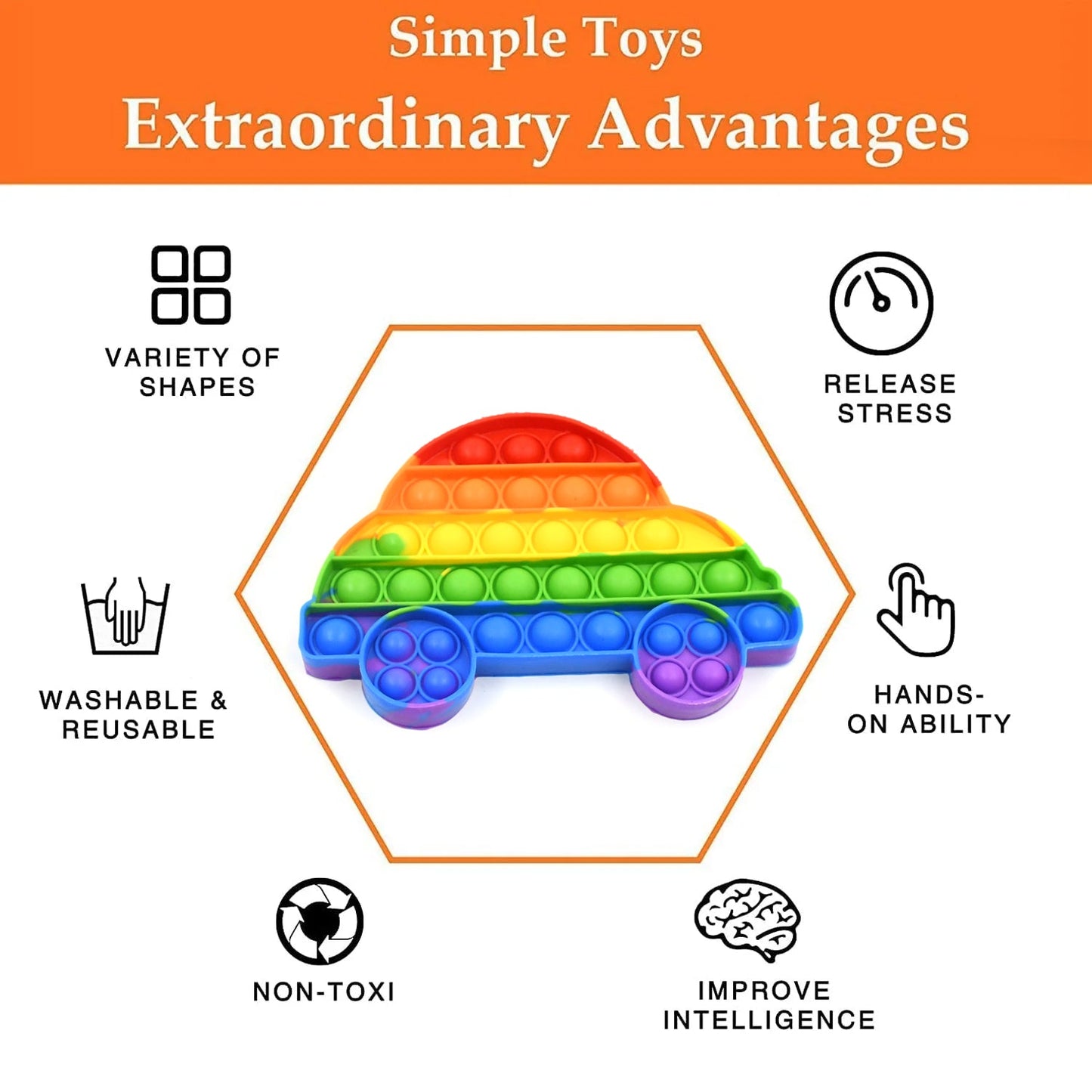 Fidget Toy Push Bubble Fidget Sensory Toy for Kids and Adults Fidget per Stress Reliever Sensory Fidget pers (Butterfly & Car Shape / 1 Pc)