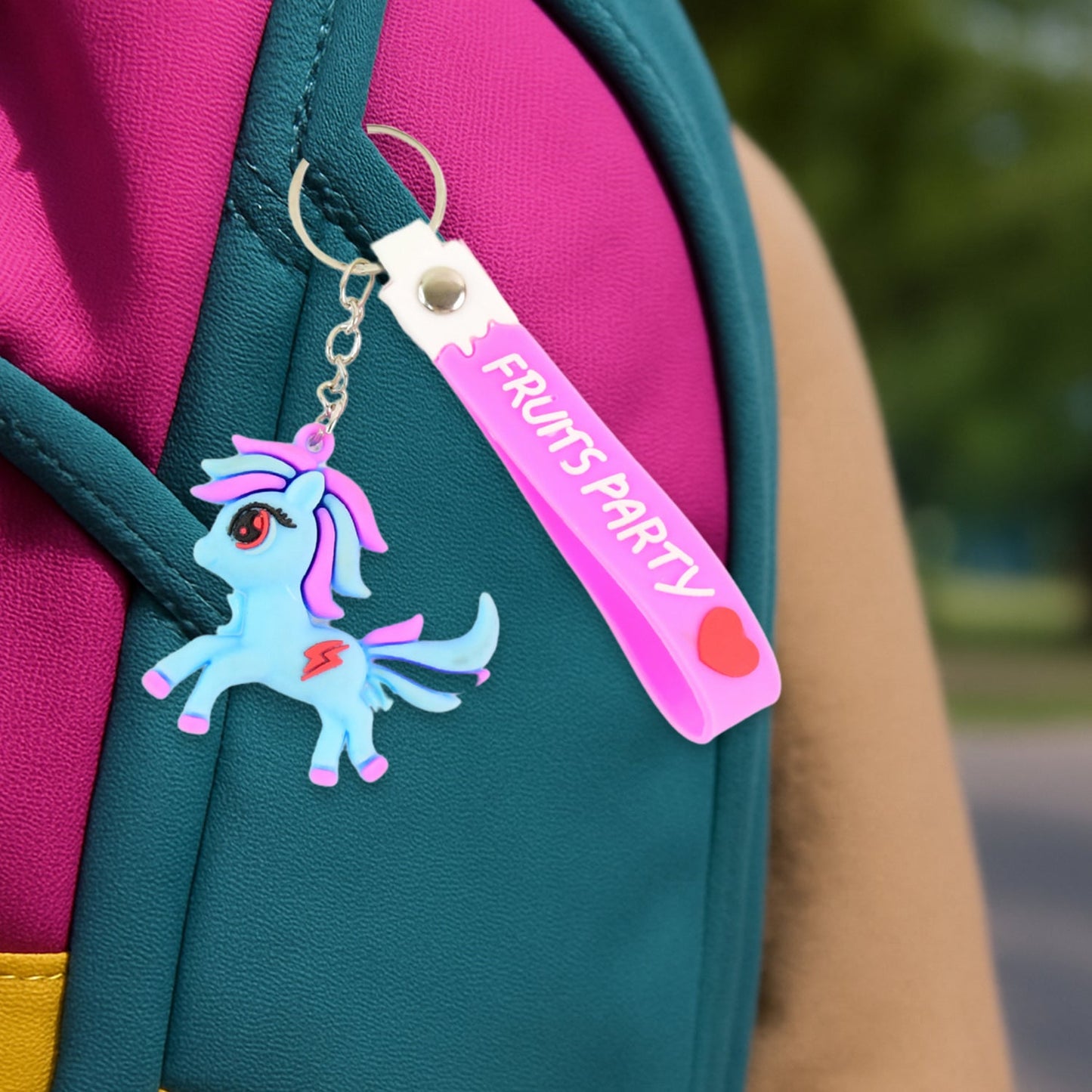 Cute Cartoon Unicorn Keychain with Silicone Strap (1 Pc / Mix design)