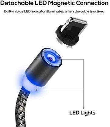 Magnetic Charging Cable 3 in 1 Metal Magnetic Micro USB Type C Lighting Cable with LED, Multiple Charging Adapters for All Android and all Smartphones (Compatible with All Android and iPhone Smartphones, Tablet, PC, Mobile