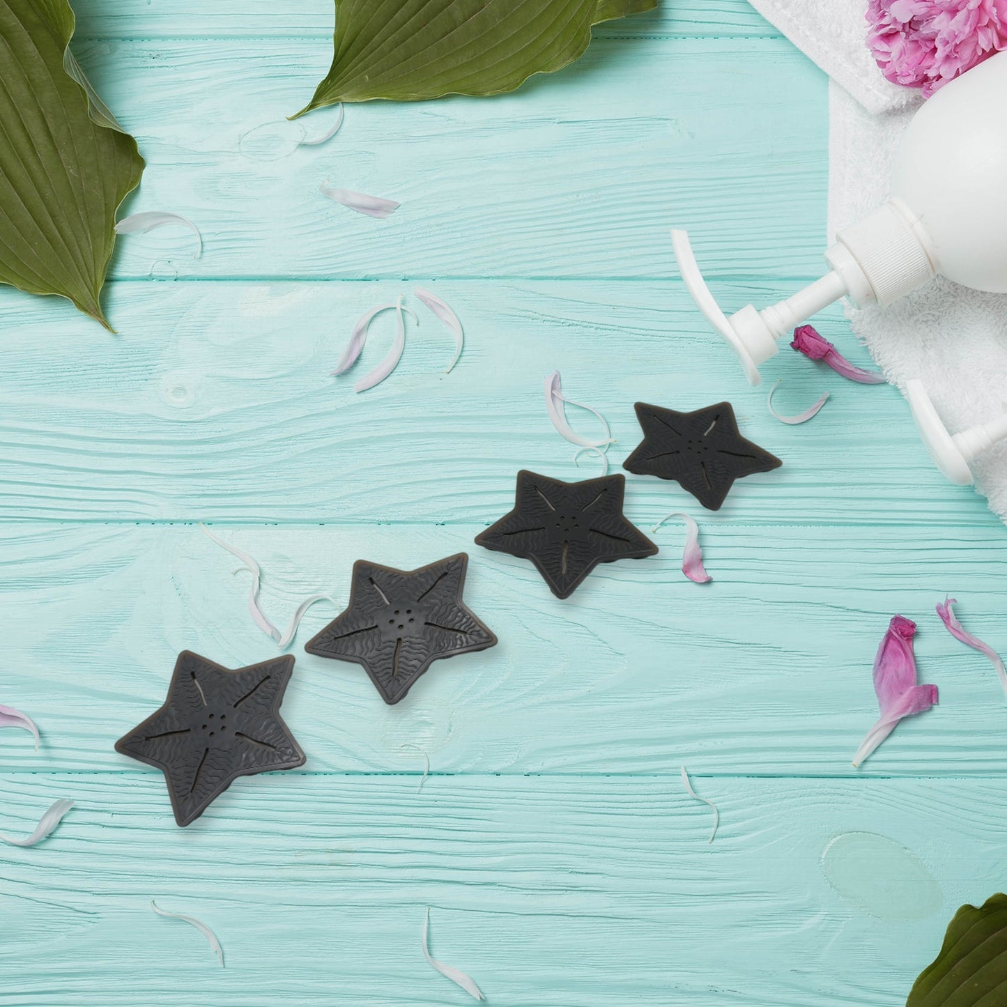 Mini Pvc Anti-Slip Bat Mat Non Slip Baby Bath Mats, Mini Child Safety Anti Slip Shower Mats Star Shaped for Kids (4 pc Set)