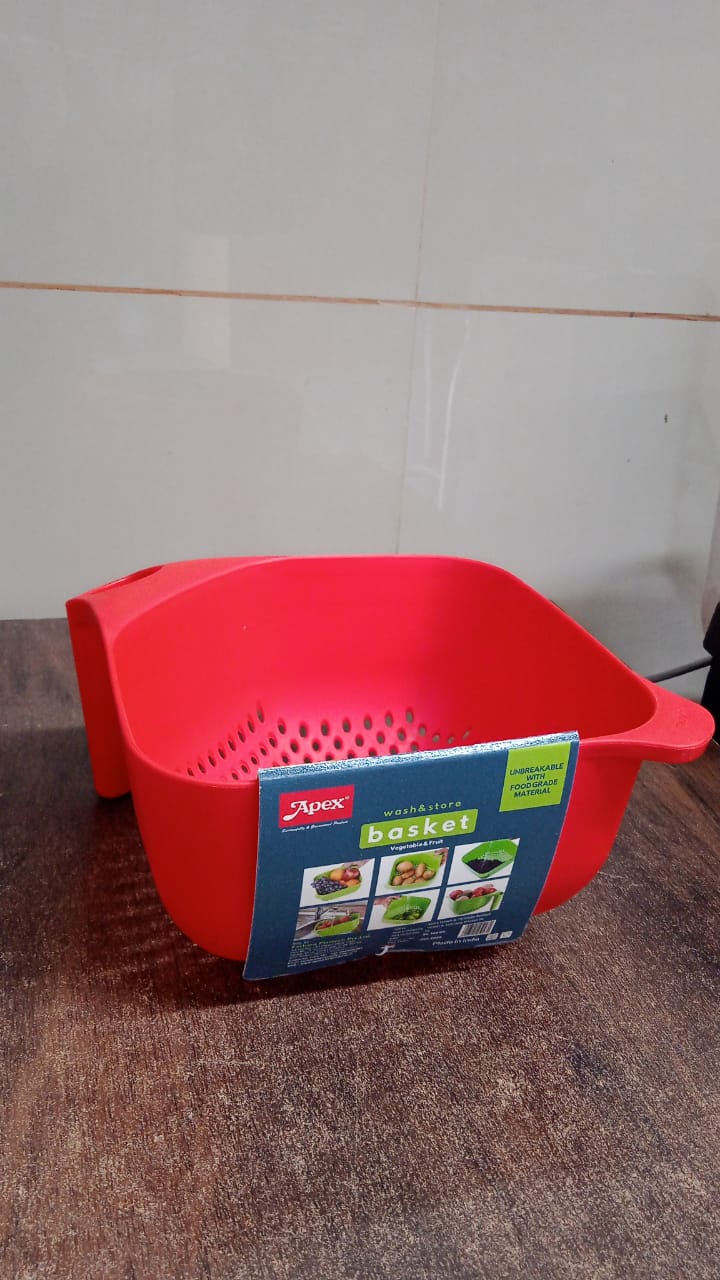 Apex Multi-Functional Plastic Strainer Bowl with Ergonomic Handle (1 Pc)