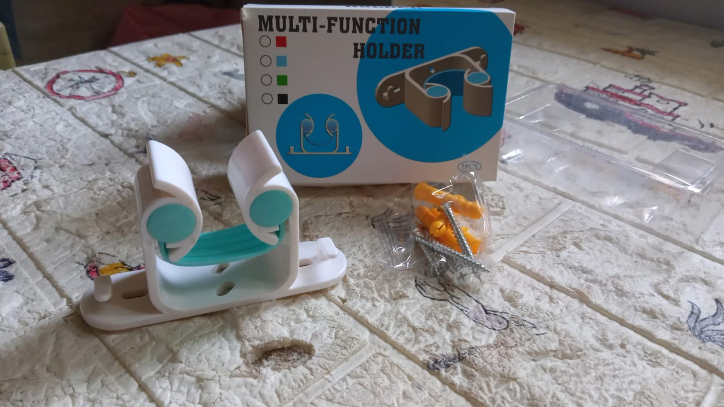 Multifunctional Holder With 4 Screw Wall Mounted Broom Organizer Cleaning Tools Holder Hanger, Hanging Hook for Bathroom Kitchen, Multi Function Holder Garage Clip Bike Hanger Wall Mount Set (1 Pc)