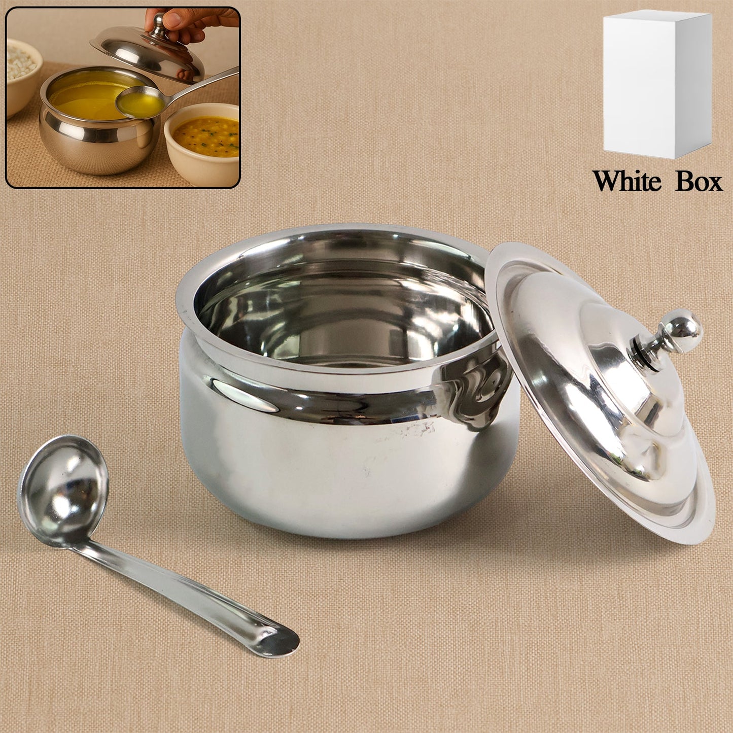 Stainless Steel Ghee Storage Jar