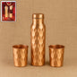 Diamond Cut Copper Water Bottle 2 Glasses with Gift Box (3 Pcs Set)