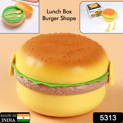 Burger Shape Lunch Box – Double Layer 1000ml Food Container with 2 Spoons for Kids