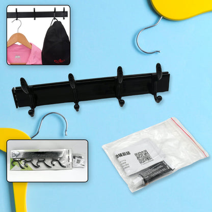 Extra Long 4-Hook Wall Coat Hanger with Eco Adhesive