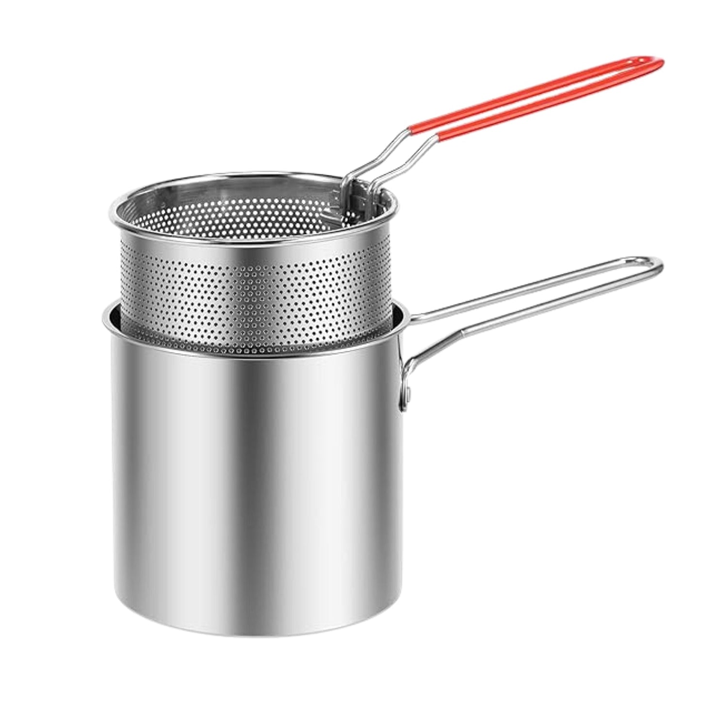 Small Deep Frying Pot With Strainer Basket (2 Pc Set / 1200 ML))