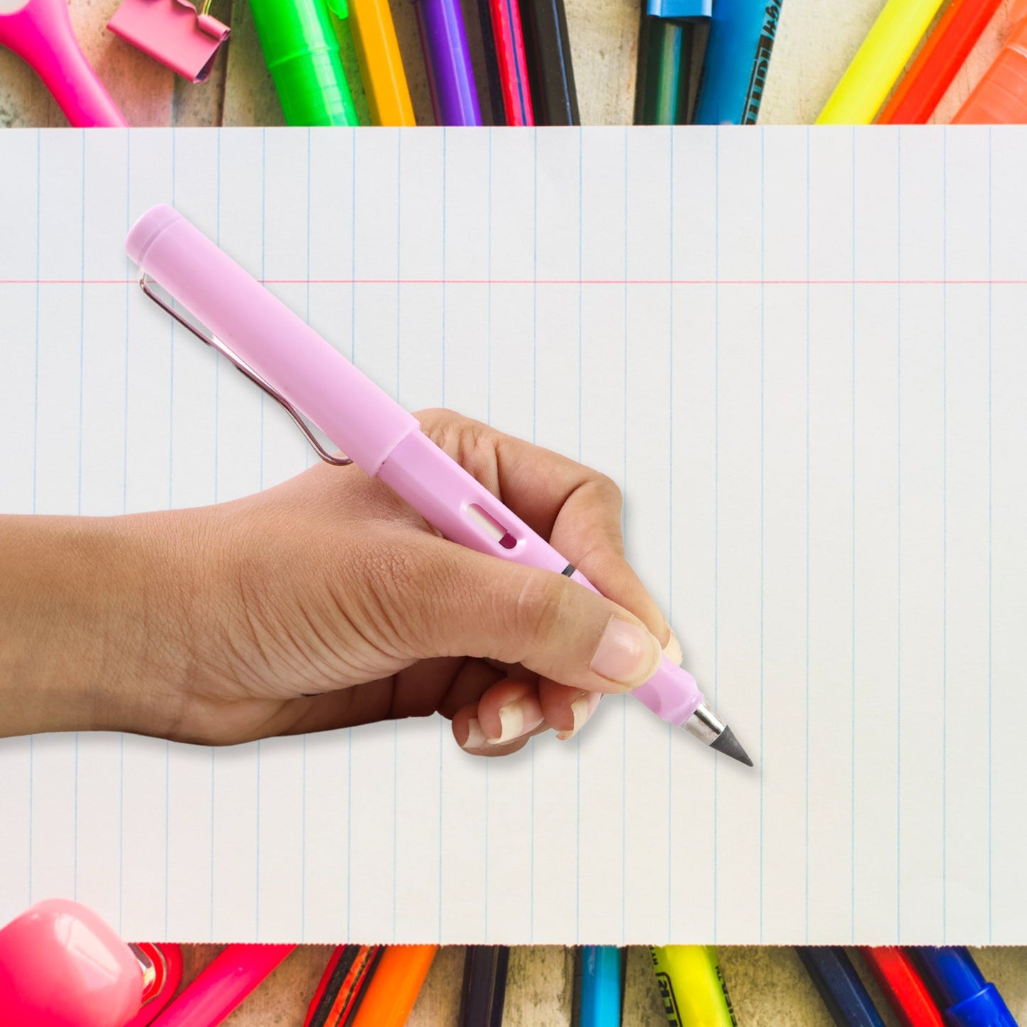 Pink 2-in-1 Everlasting Magic Pencil with Replaceable Eraser – Inkless, Reusable, Portable