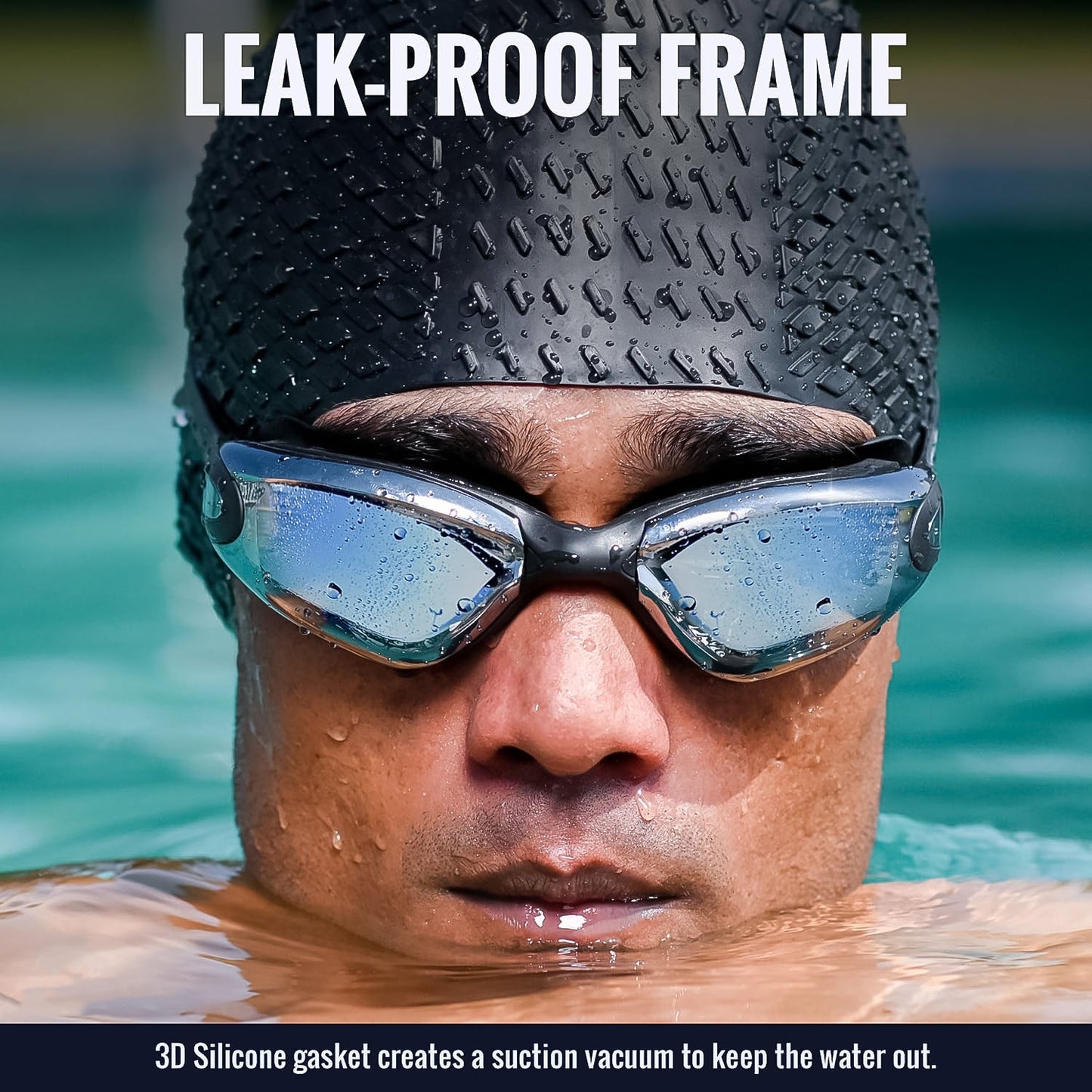 Professional Anti-Fog UV Protection Swimming Goggles with Mirrored Lenses and Earplugs