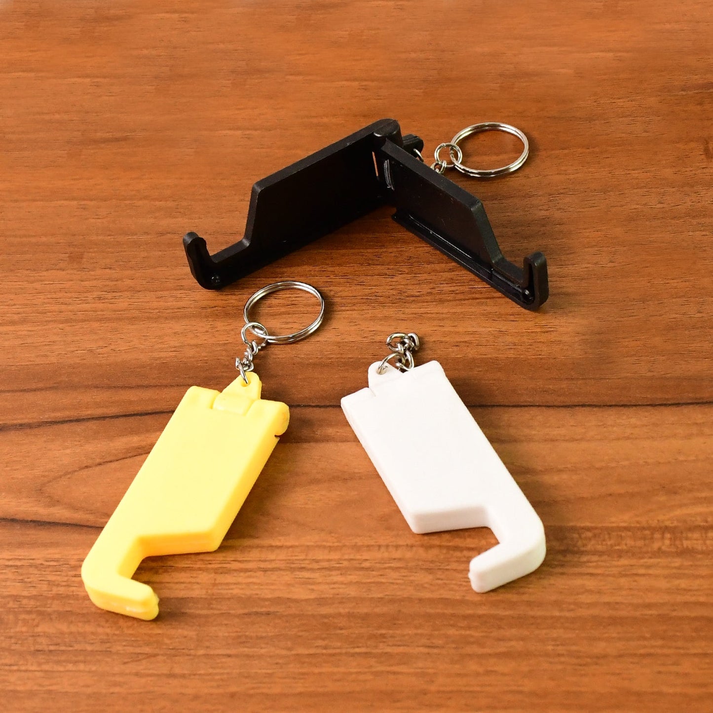 2 in 1 Plastic Keychain with Mobile Stand / Phone Holder (5 Pcs Set / Multicolor)
