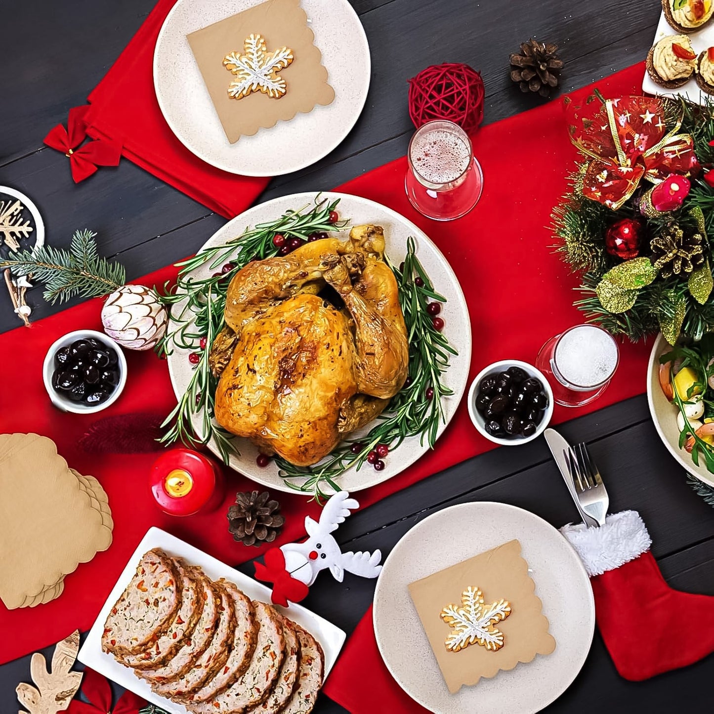 Disposable Scalloped Edge Tissue Napkins Set (120 Pc)