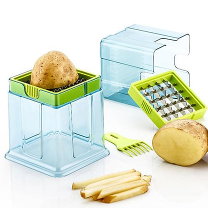 2-in-1 Potato Chipper & Slicer – French Fries Maker with Two-Blade Cutter (1 Pc)