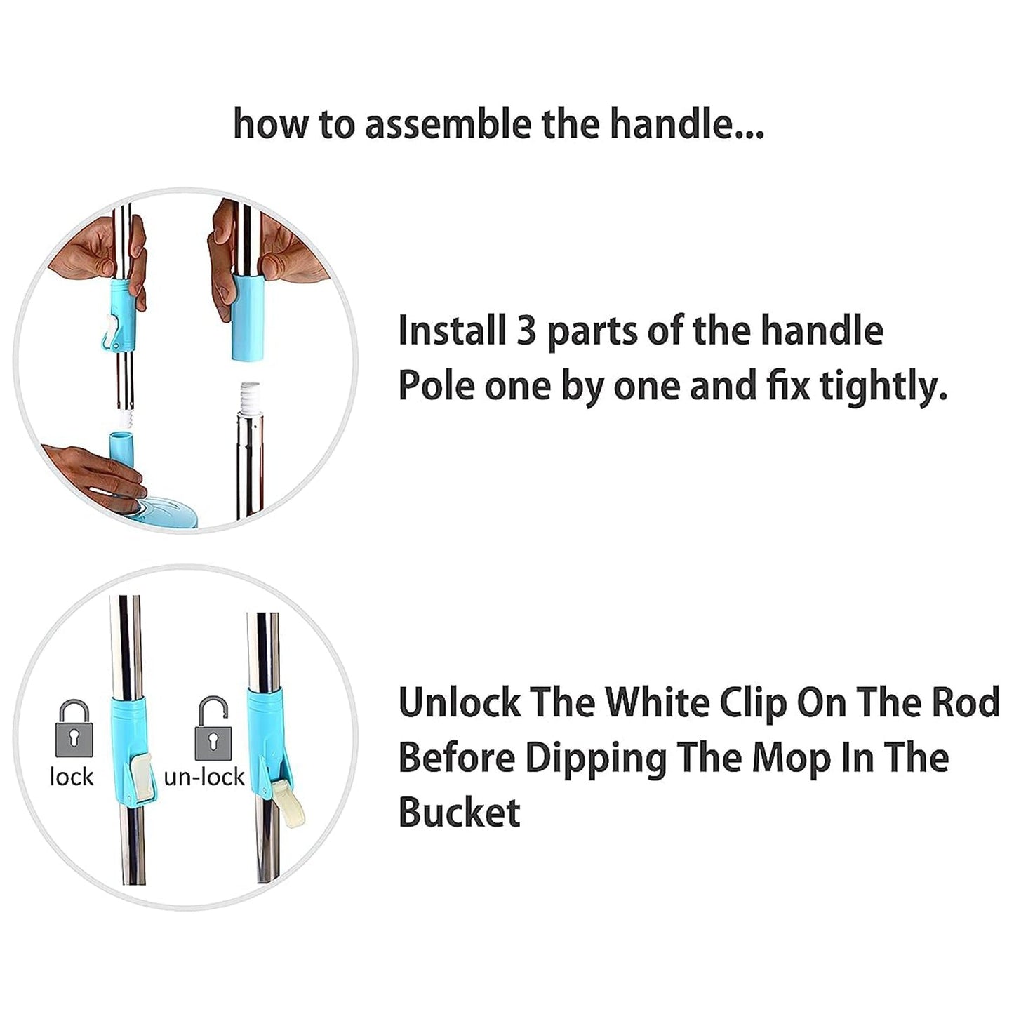 Adjustable Stainless Steel Mop Rod Set 120 cm