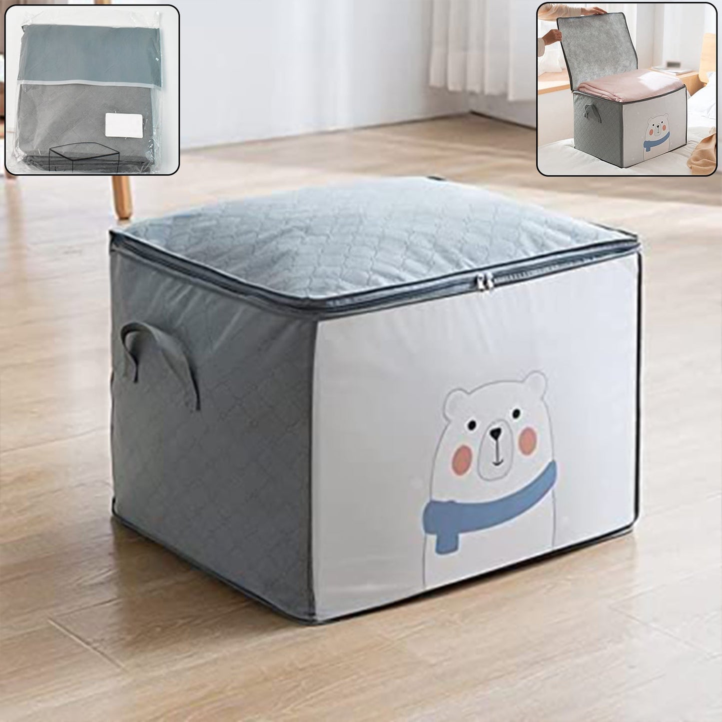 Clothes Storage Bag with Zipper & Handles