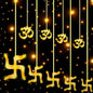 String lights with Swastik and Om motifs, ideal for Diwali and festive decorations.