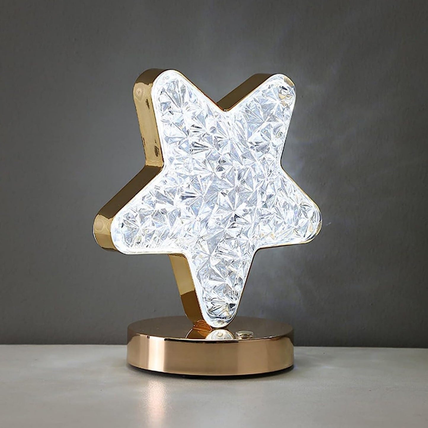 Star Crystal Diamond Touch Lamp – USB Rechargeable, 3-Way Dimmable