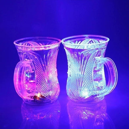 LED Light-Up Party Cups - Flashing Water-Activated Drinking Glasses with Handle (2-Piece)