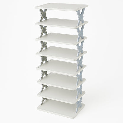 8-Layer Foldable Shoe Rack for Entryway - Heavy Duty Plastic Shoe Organizer
