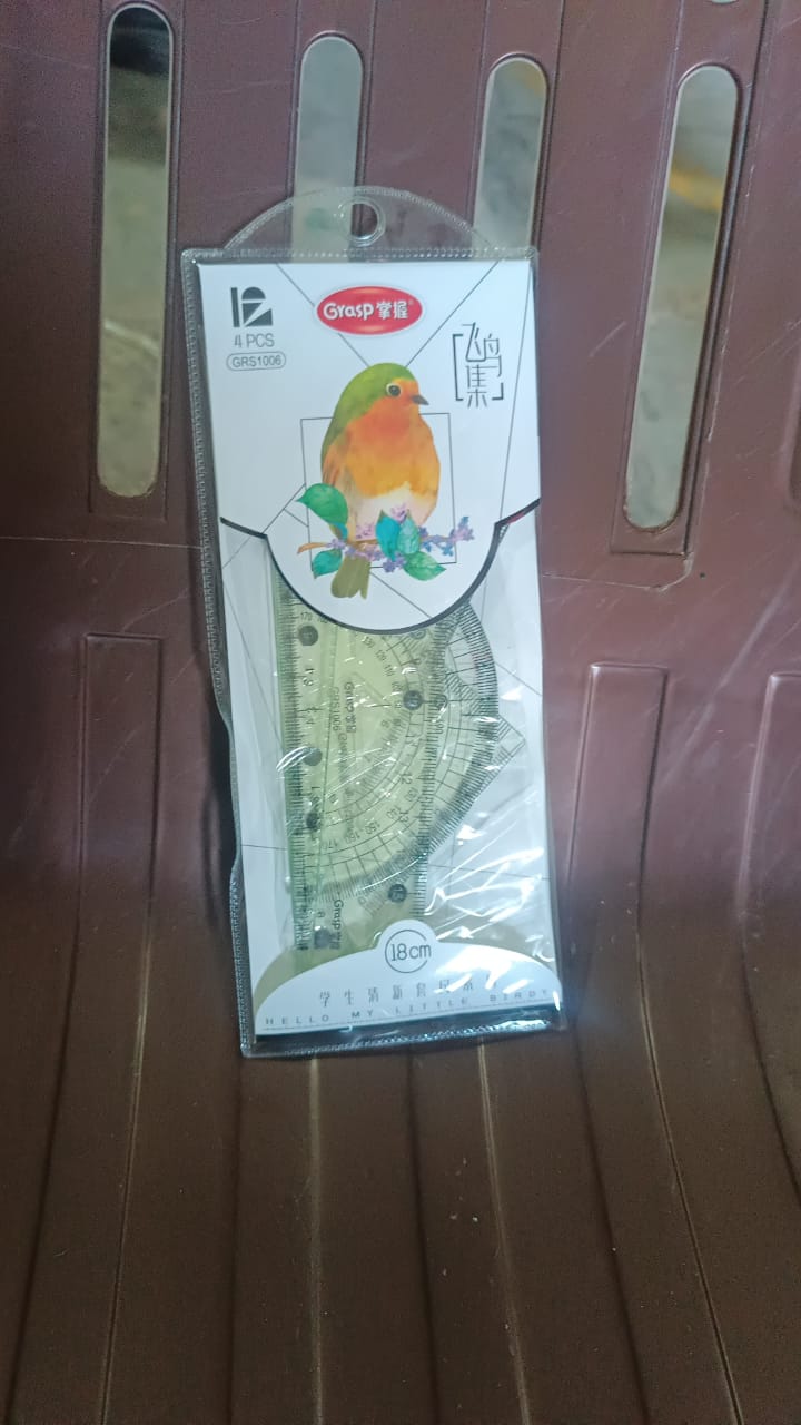 4-Piece Geometry Set, Triangle Ruler Protractor Straight Ruler