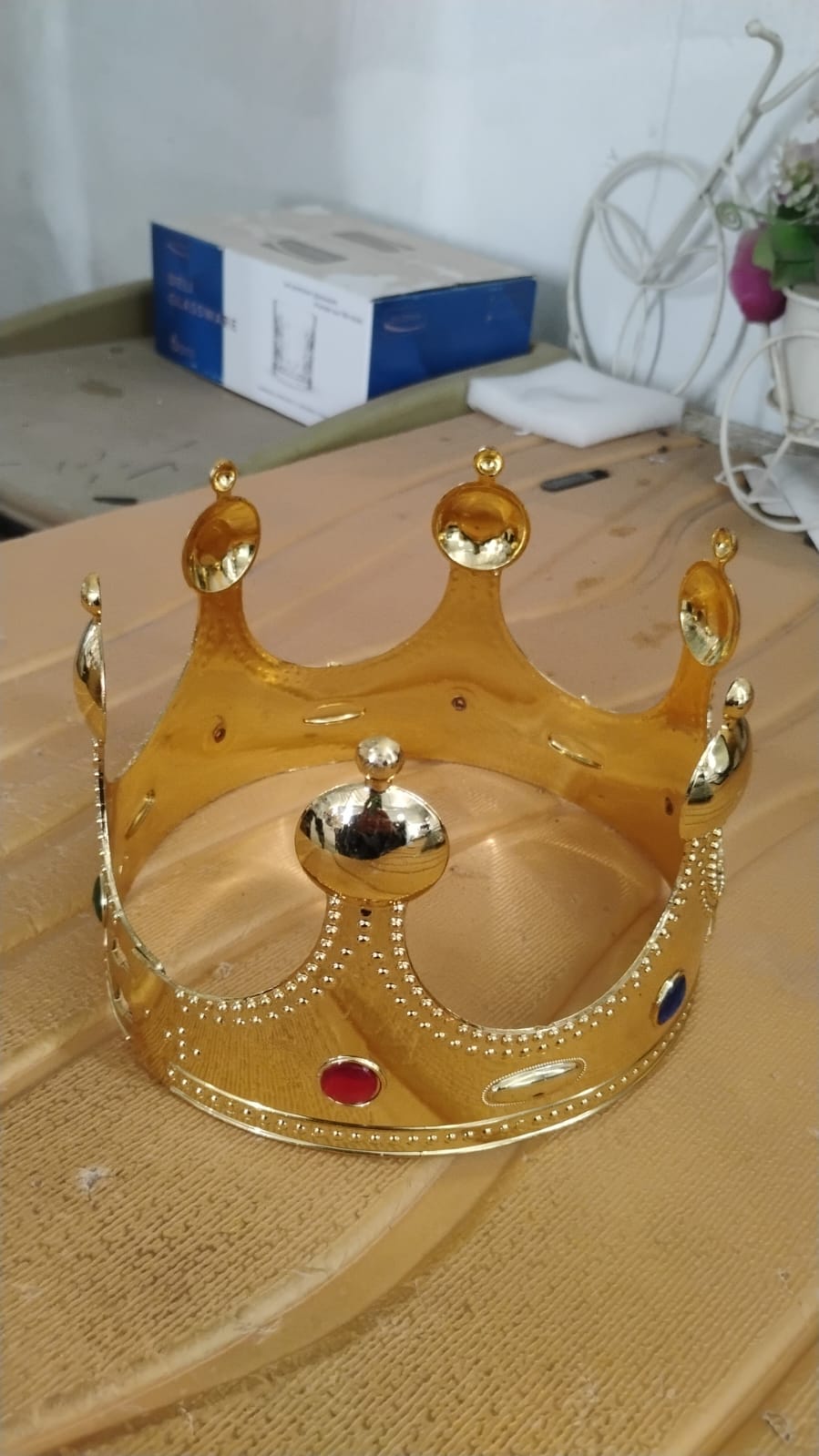 Royal Crown with Colored Gems (1 Pc / Golden & Silver)