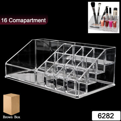 16 Compartment Cosmetic Makeup Jewellery Lipstick Storage Organiser Box, Cosmetic Storage Box Make-up Lipstick Organizer / Lipstick Holder Case  Transparent