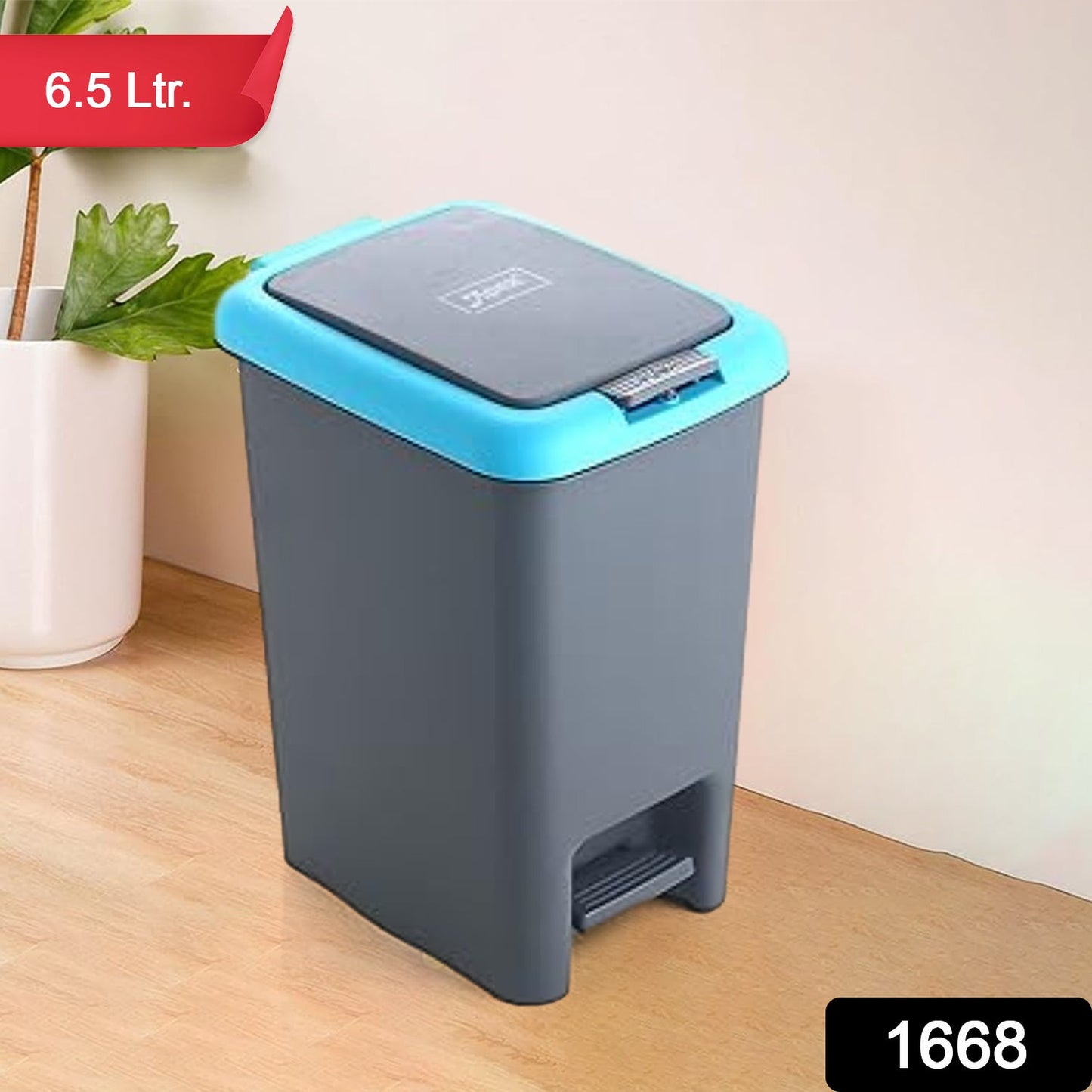 Apex Plastic Push N Pedal Dust Bin | Hands-Free Operation, Compact Design 6.5 Liters (1 Pc / Mix Color)