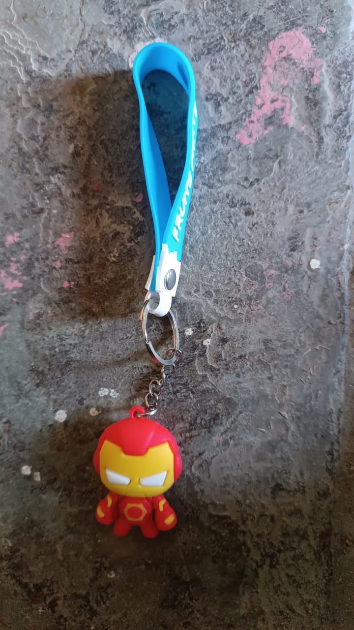 Cute Cartoon Silicone 3D Key Chain with Metal Hook & Strap (Pack of 1)