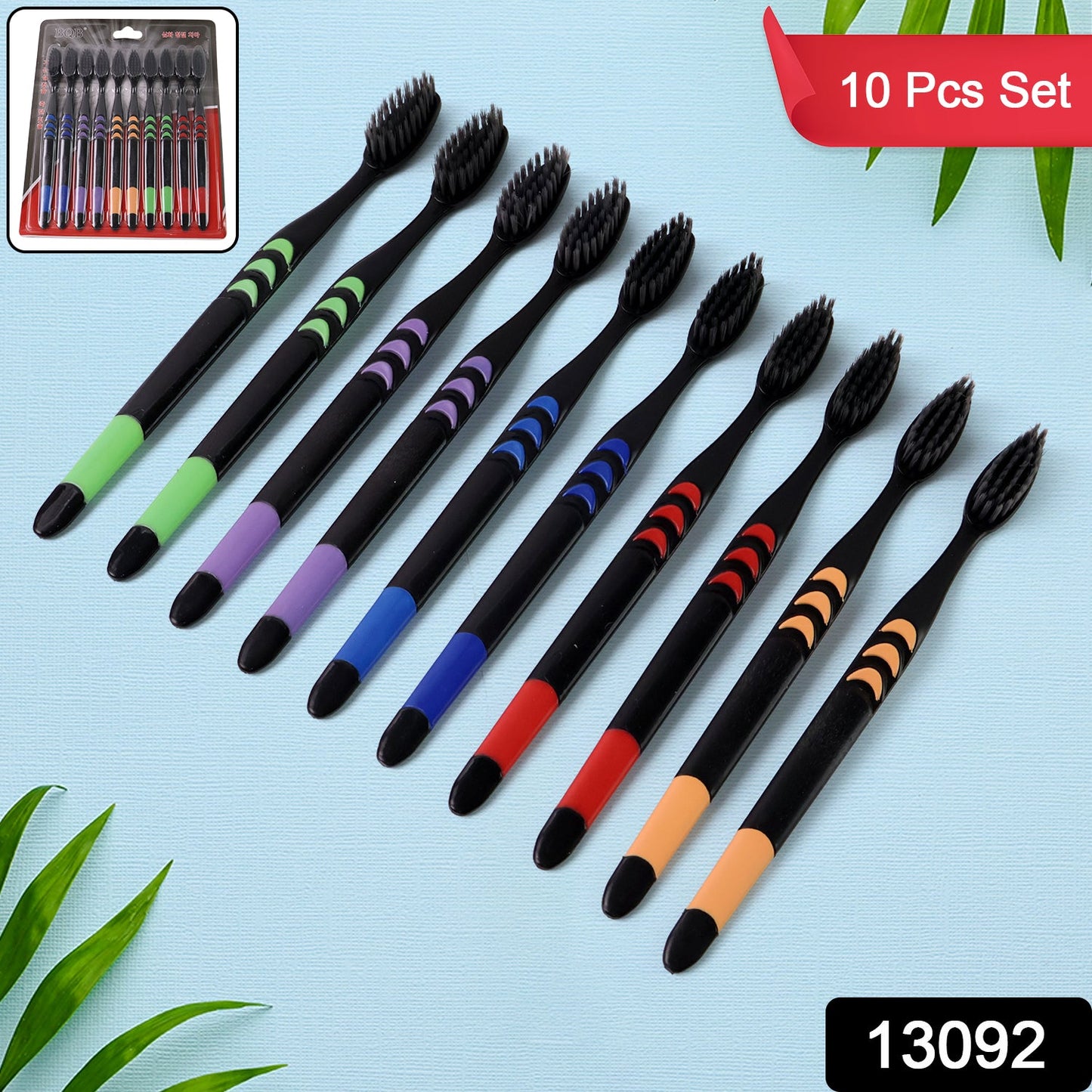 Soft Toothbrush With Plastic Round Box for Men and Women, Kids, Adults Plastic Toothbrush (10 pcs Set)